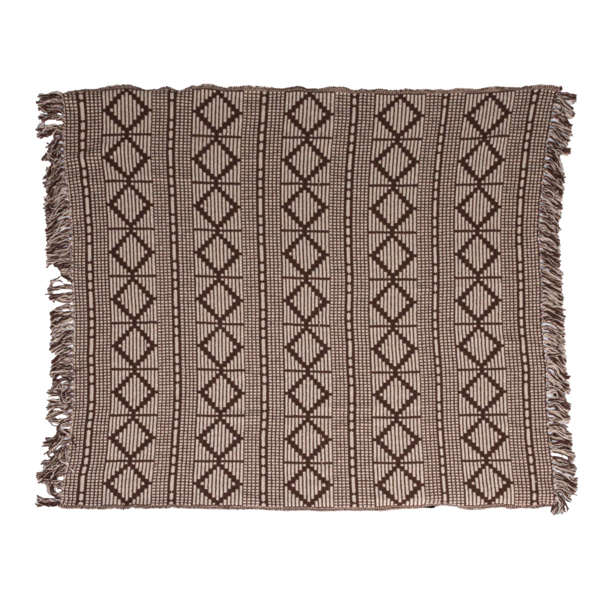 Hello Honey® Brown & Beige Diamond Soft Recycled Cotton Blend Throw